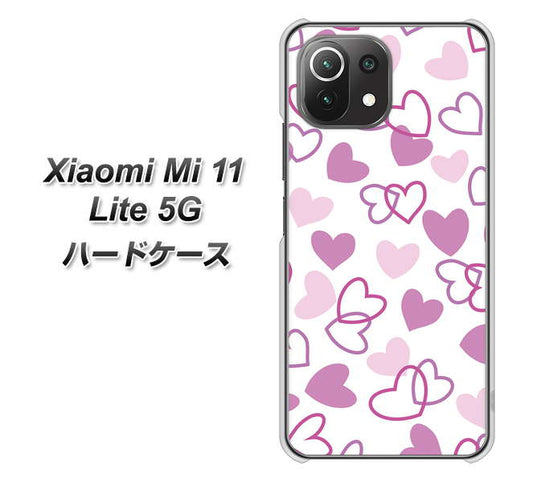 Xiaomi(シャオミ)Mi 11 Lite 5G 高画質仕上げ 背面印刷 ハードケース【VA928 ハートがいっぱい パープル】