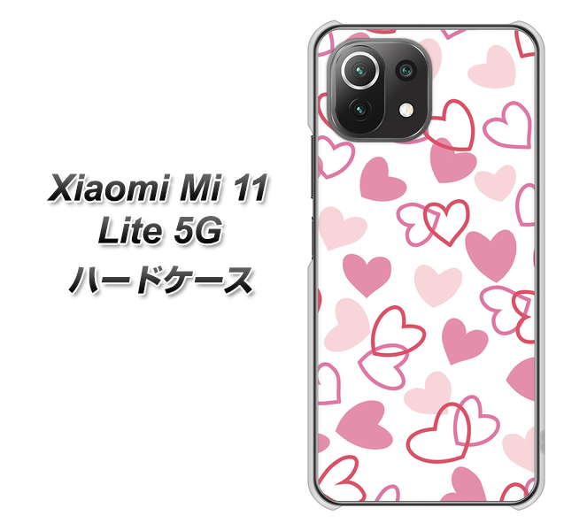 Xiaomi(シャオミ)Mi 11 Lite 5G 高画質仕上げ 背面印刷 ハードケース【VA929 ハートがいっぱい ピンク】