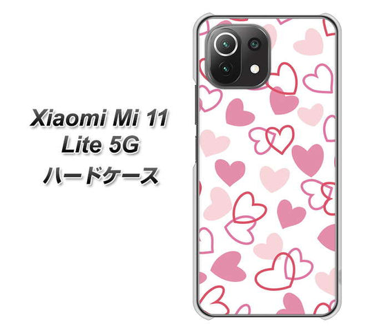 Xiaomi(シャオミ)Mi 11 Lite 5G 高画質仕上げ 背面印刷 ハードケース【VA929 ハートがいっぱい ピンク】