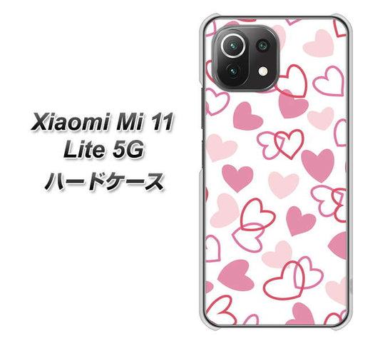Xiaomi（シャオミ）Mi 11 Lite 5G 高画質仕上げ 背面印刷 ハードケース【VA929 ハートがいっぱい ピンク】