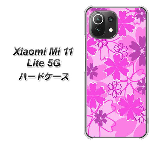 Xiaomi(シャオミ)Mi 11 Lite 5G 高画質仕上げ 背面印刷 ハードケース【VA961 重なり合う花 ピンク】