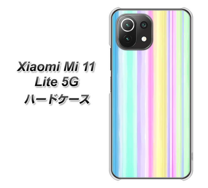Xiaomi(シャオミ)Mi 11 Lite 5G 高画質仕上げ 背面印刷 ハードケース【YJ313 ストライプ レインボー】