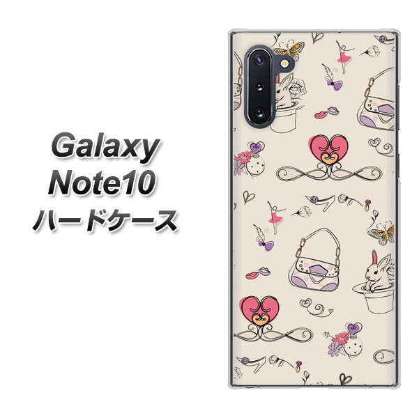 ギャラクシー Note10 高画質仕上げ 背面印刷 ハードケース【705 うさぎとバッグ】