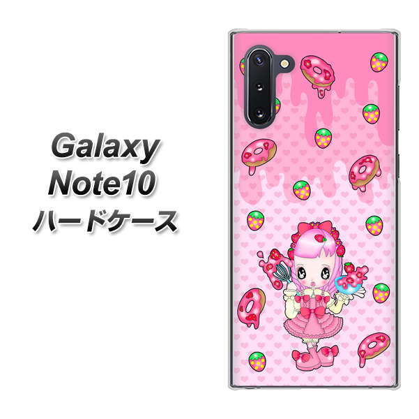 ギャラクシー Note10 高画質仕上げ 背面印刷 ハードケース【AG816 ストロベリードーナツ(水玉ピンク)】