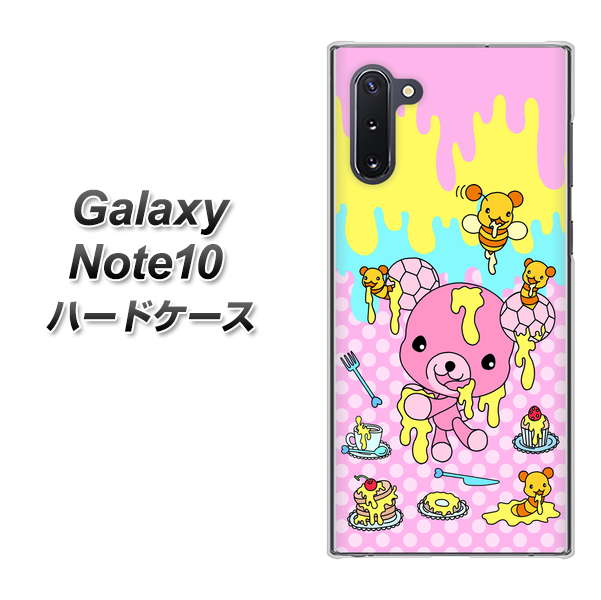 ギャラクシー Note10 高画質仕上げ 背面印刷 ハードケース【AG822 ハニベア(水玉ピンク)】