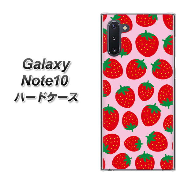 ギャラクシー Note10 高画質仕上げ 背面印刷 ハードケース【SC813 小さいイチゴ模様 レッドとピンク】