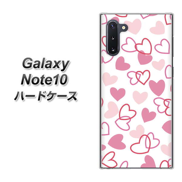 ギャラクシー Note10 高画質仕上げ 背面印刷 ハードケース【VA929 ハートがいっぱい ピンク】