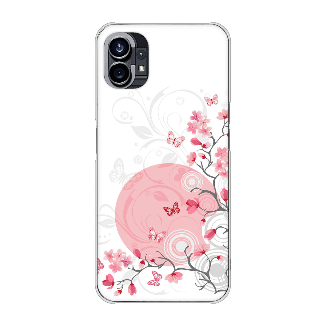 Nothing Phone(1) 高画質仕上げ 背面印刷 ハードケース【030 花と蝶(うす桃色)】
