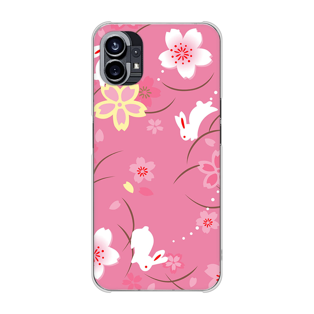Nothing Phone(1) 高画質仕上げ 背面印刷 ハードケース【149 桜と白うさぎ】