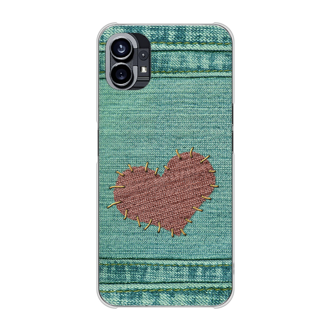 Nothing Phone(1) 高画質仕上げ 背面印刷 ハードケース【1142 デニムとハート】