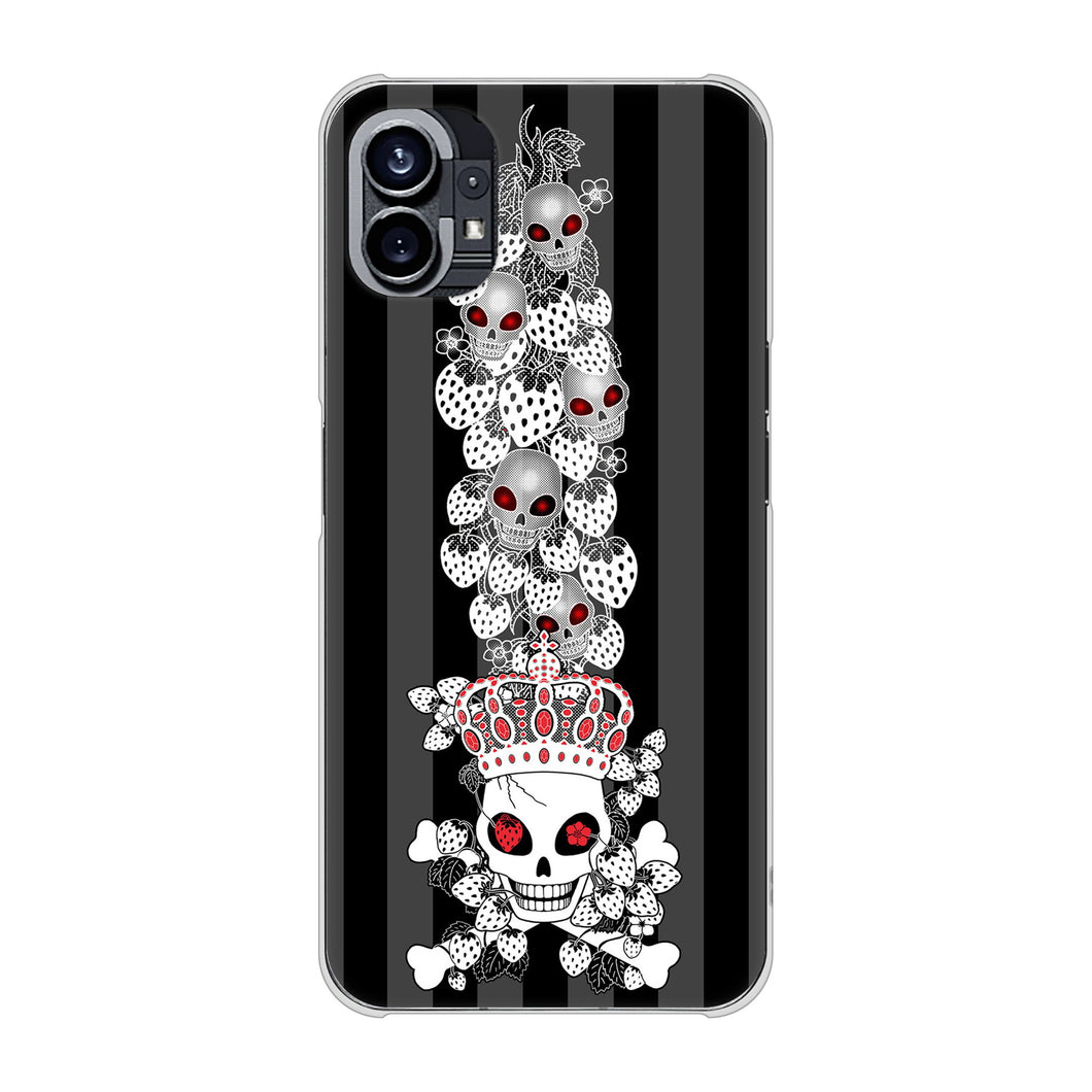 Nothing Phone(1) 高画質仕上げ 背面印刷 ハードケース【AG802 苺骸骨王冠蔦(黒)】