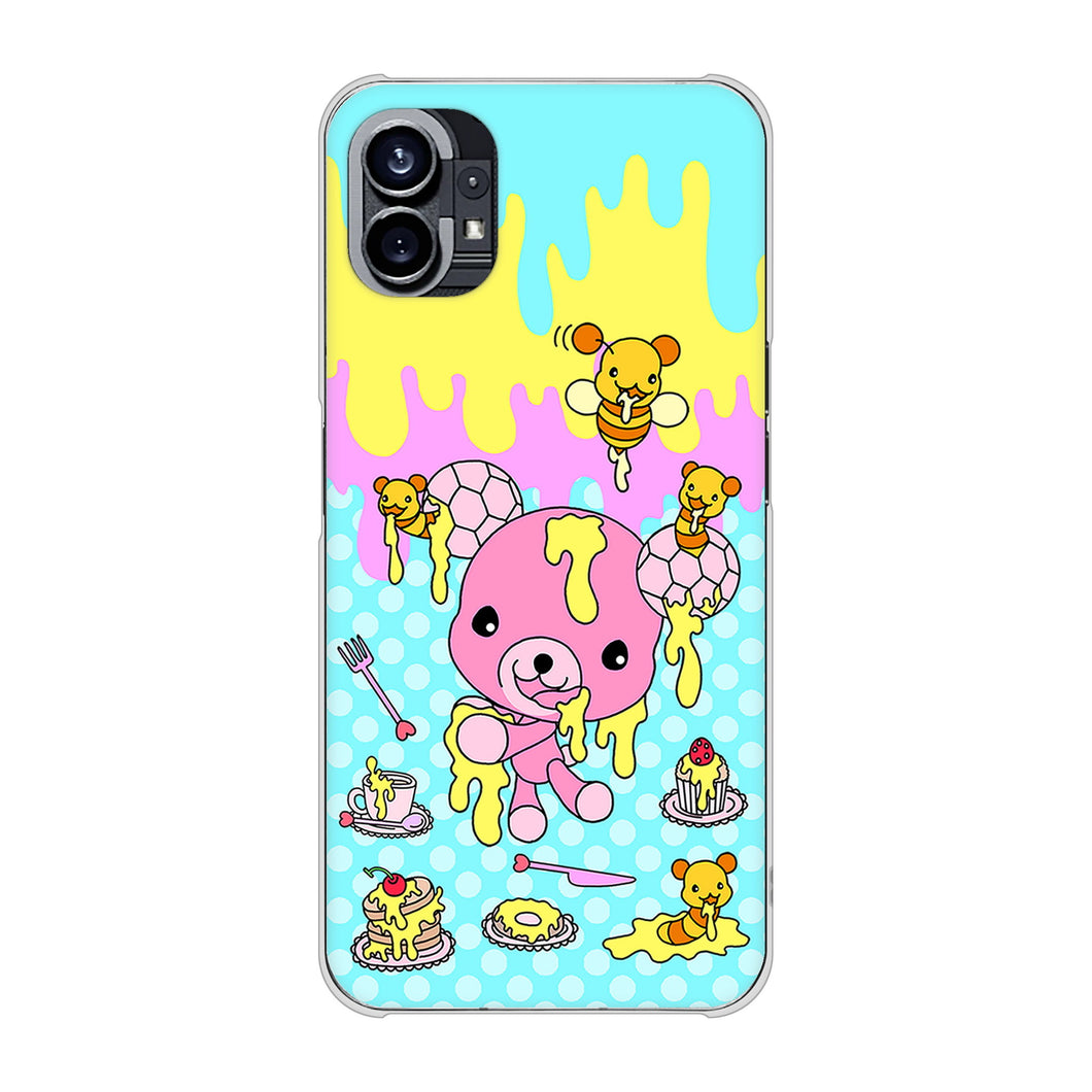 Nothing Phone(1) 高画質仕上げ 背面印刷 ハードケース【AG821 ハニベア(水玉水色)】