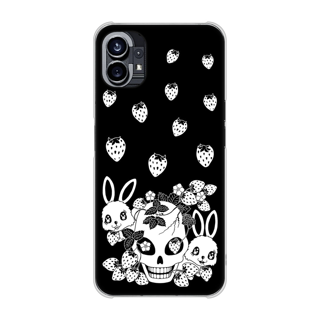 Nothing Phone(1) 高画質仕上げ 背面印刷 ハードケース【AG837 苺兎(黒)】