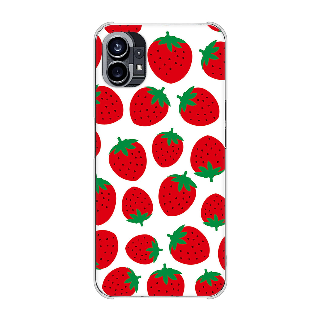 Nothing Phone(1) 高画質仕上げ 背面印刷 ハードケース【SC811 小さいイチゴ模様 レッド】