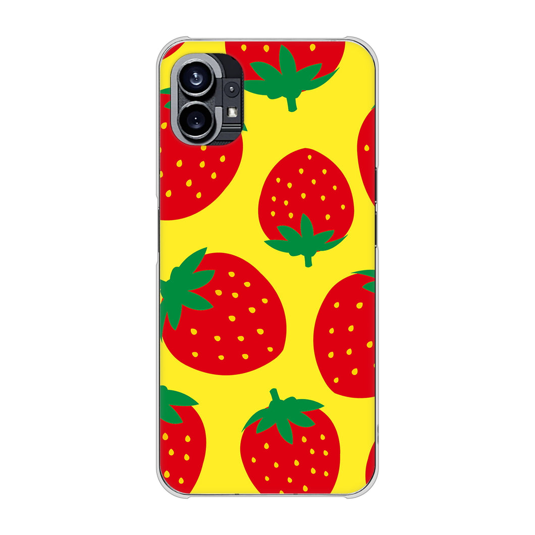 Nothing Phone(1) 高画質仕上げ 背面印刷 ハードケース【SC819 大きいイチゴ模様レッドとイエロー】