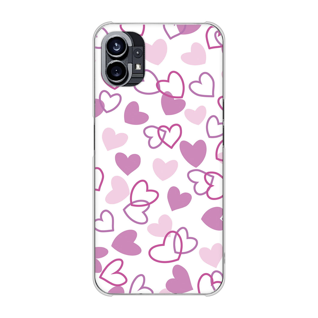 Nothing Phone(1) 高画質仕上げ 背面印刷 ハードケース【VA928 ハートがいっぱい パープル】