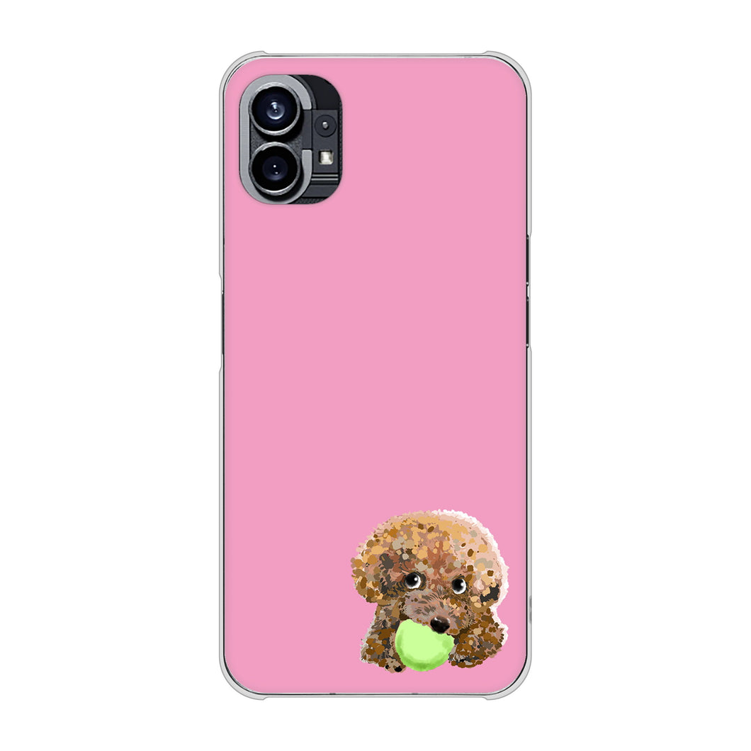 Nothing Phone(1) 高画質仕上げ 背面印刷 ハードケース【YJ053 トイプードル&ボール(ピンク)】