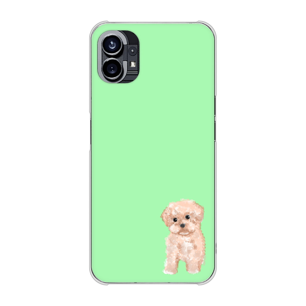 Nothing Phone(1) 高画質仕上げ 背面印刷 ハードケース【YJ063 トイプードルアプリコット(グリーン)】