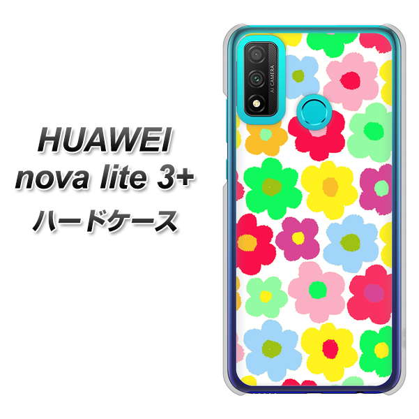 HUAWEI(ファーウェイ) nova lite 3プラス POT-LX2J 高画質仕上げ 背面印刷 ハードケース【758 ルーズフラワーカラフル】