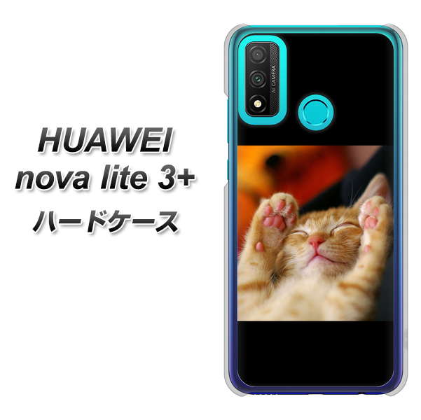 HUAWEI(ファーウェイ) nova lite 3プラス POT-LX2J 高画質仕上げ 背面印刷 ハードケース【VA804 爆睡するネコ】