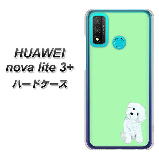 HUAWEI(ファーウェイ) nova lite 3プラス POT-LX2J 高画質仕上げ 背面印刷 ハードケース【YJ071 トイプードルホワイト(グリーン)】