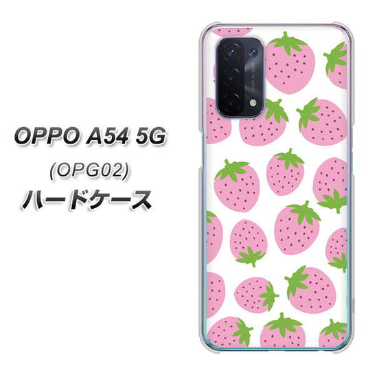au オッポ A54 5G OPG02 高画質仕上げ 背面印刷 ハードケース【SC809 小さいイチゴ模様 ピンク】
