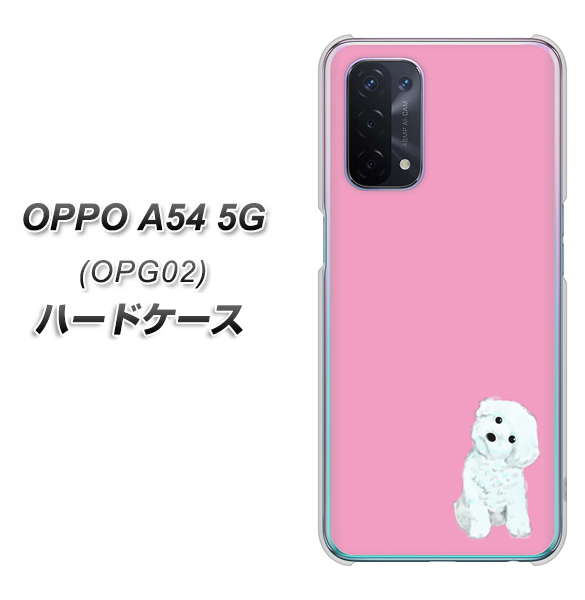 au オッポ A54 5G OPG02 高画質仕上げ 背面印刷 ハードケース【YJ069 トイプードルホワイト(ピンク)】