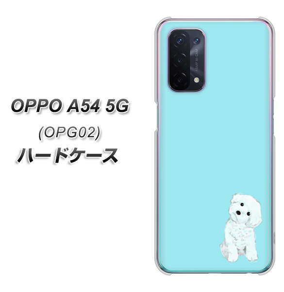 au オッポ A54 5G OPG02 高画質仕上げ 背面印刷 ハードケース【YJ070 トイプードルホワイト(ブルー)】