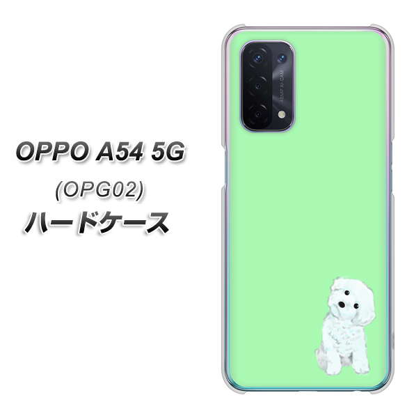 au オッポ A54 5G OPG02 高画質仕上げ 背面印刷 ハードケース【YJ071 トイプードルホワイト(グリーン)】