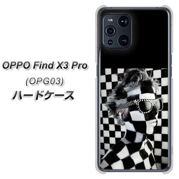 au オッポ Find X3 Pro OPG03 高画質仕上げ 背面印刷 ハードケース【357 bk&wh】