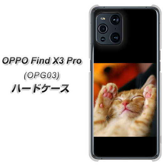 au オッポ Find X3 Pro OPG03 高画質仕上げ 背面印刷 ハードケース【VA804 爆睡するネコ】