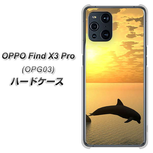 au オッポ Find X3 Pro OPG03 高画質仕上げ 背面印刷 ハードケース【VA845 夕暮れのドルフィン】