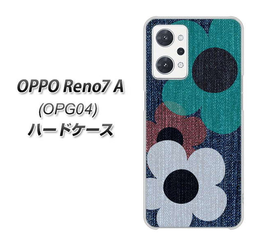 OPPO Reno7 A OPG04 au 高画質仕上げ 背面印刷 ハードケース【EK869 ルーズフラワーinデニム風】