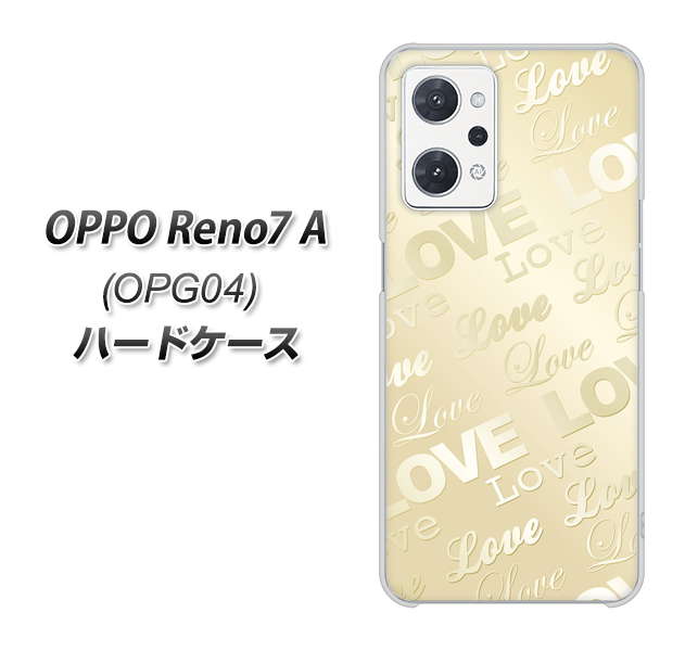 OPPO Reno7 A OPG04 au 高画質仕上げ 背面印刷 ハードケース【SC840 エンボス風LOVEリンク(ヌーディーベージュ)】