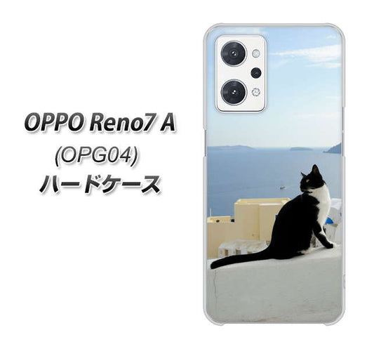 OPPO Reno7 A OPG04 au 高画質仕上げ 背面印刷 ハードケース【VA805 ネコと地中海】