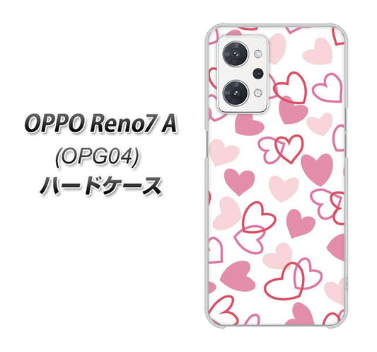 OPPO Reno7 A OPG04 au 高画質仕上げ 背面印刷 ハードケース【VA929 ハートがいっぱい ピンク】