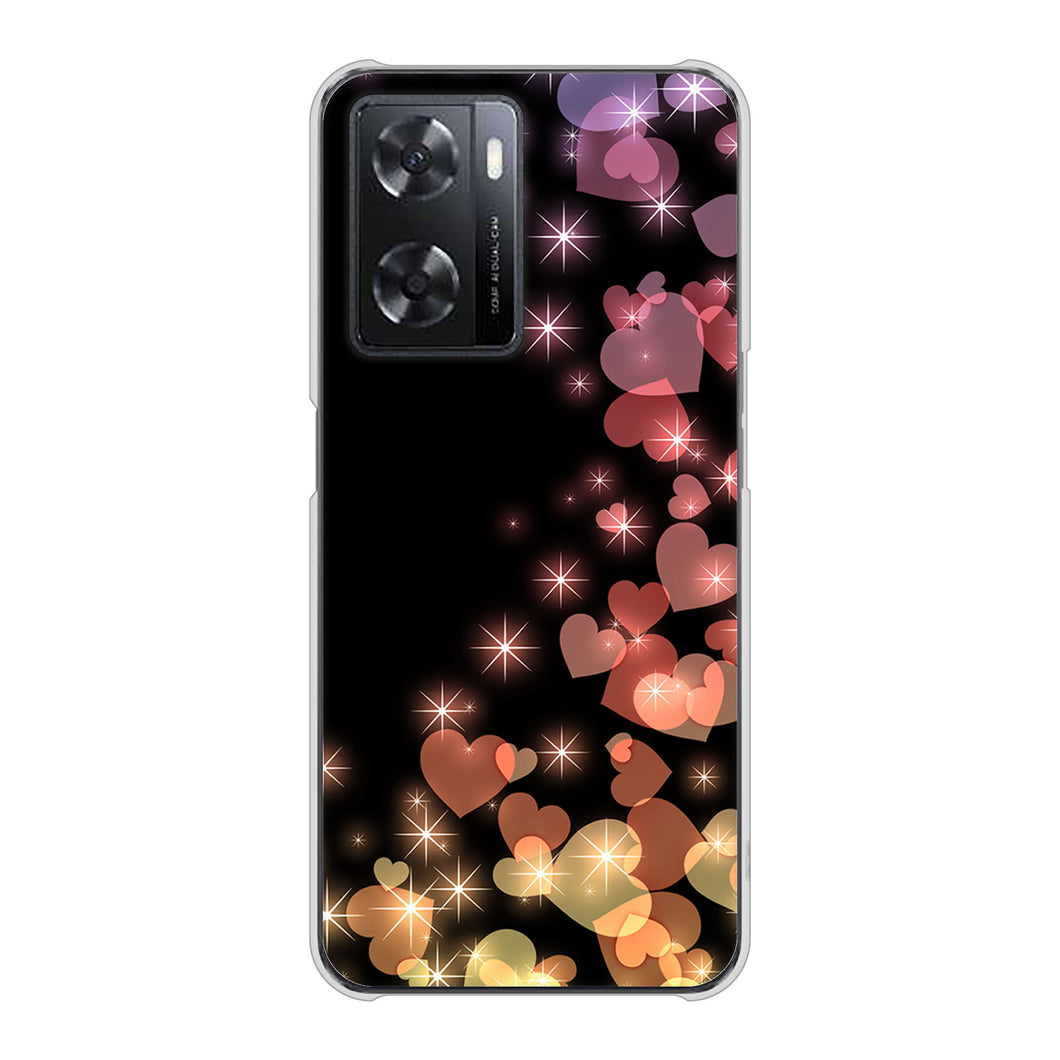 OPPO A77 高画質仕上げ 背面印刷 ハードケース【020 夜のきらめきハート】