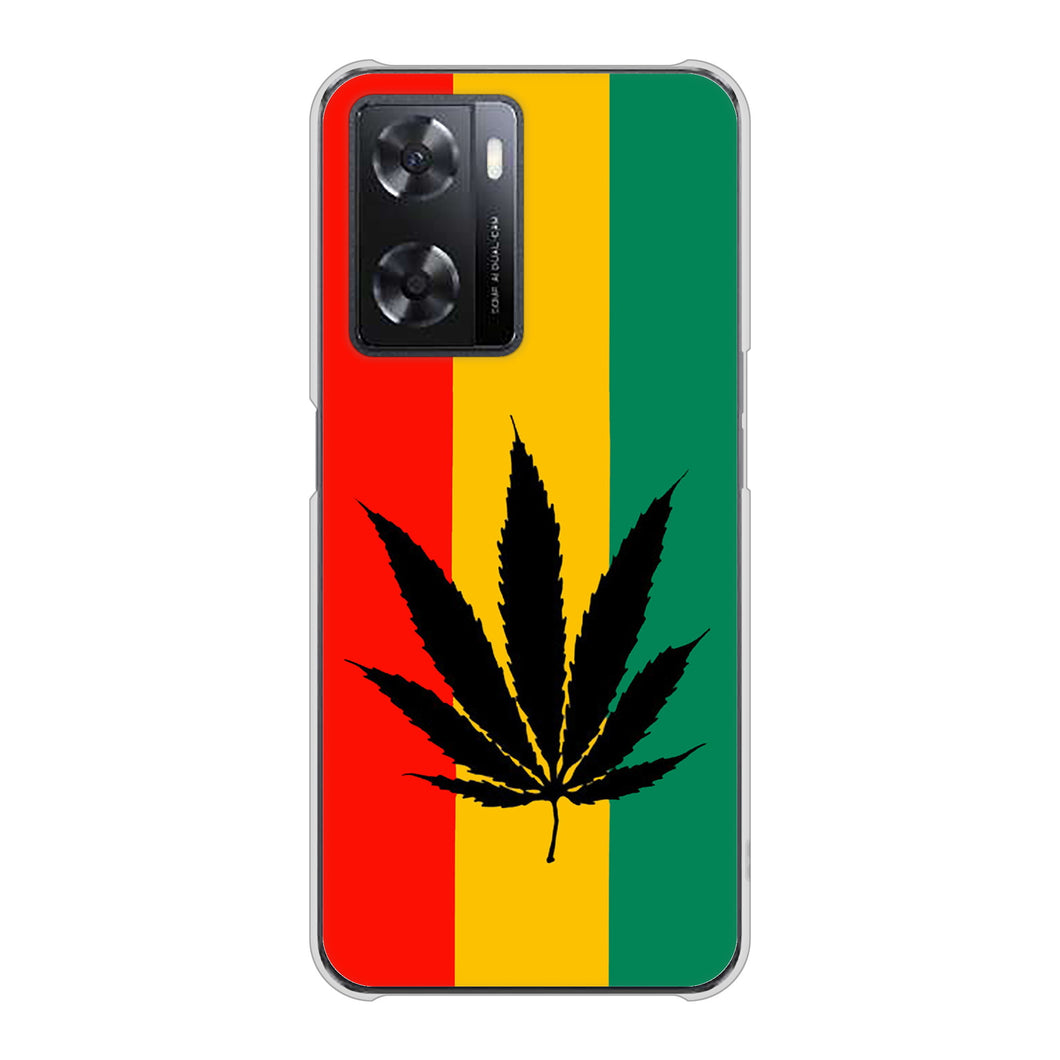 OPPO A77 高画質仕上げ 背面印刷 ハードケース【083 大麻ラスタカラー】
