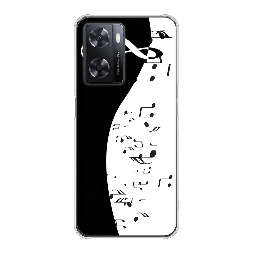 OPPO A77 高画質仕上げ 背面印刷 ハードケース【114 モノトーンのリズム】