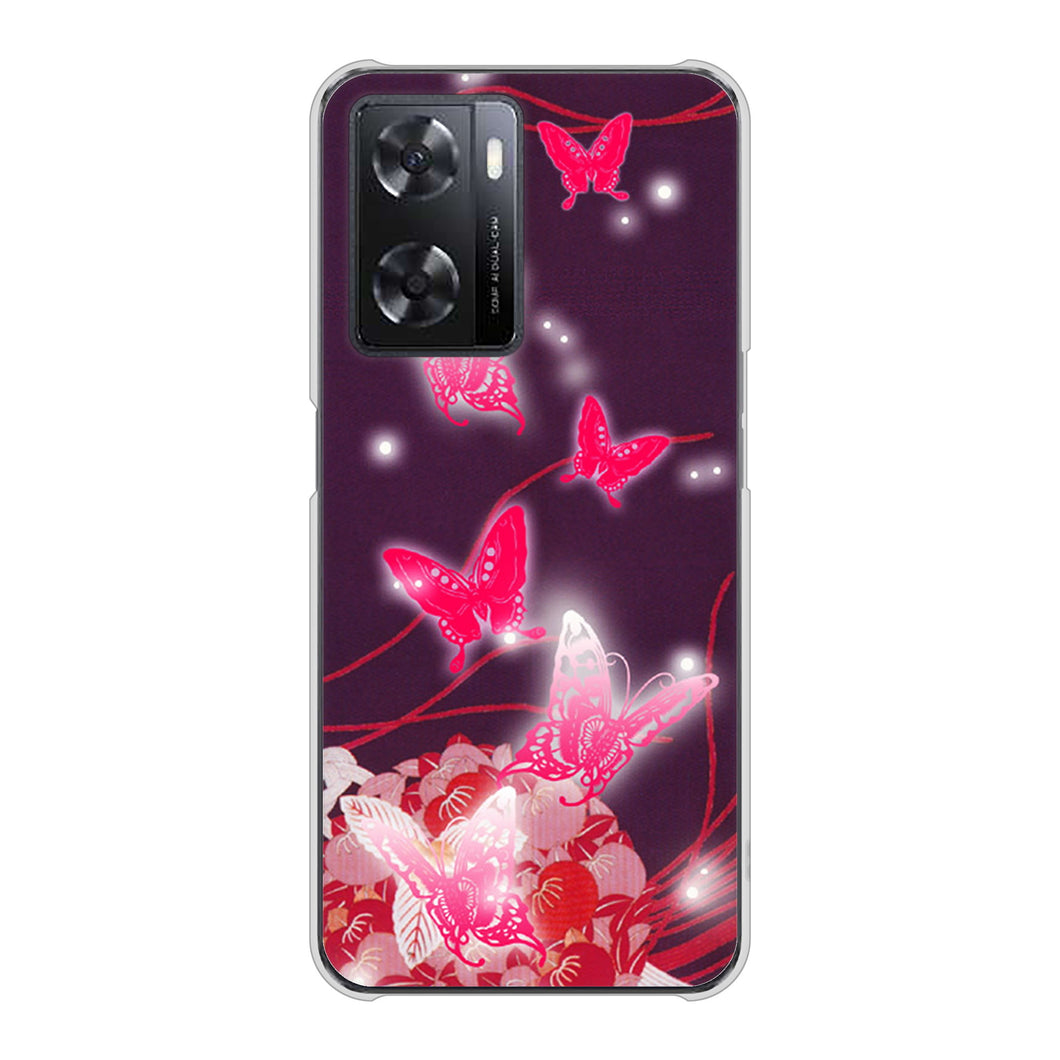 OPPO A77 高画質仕上げ 背面印刷 ハードケース【251 紅の蝶】
