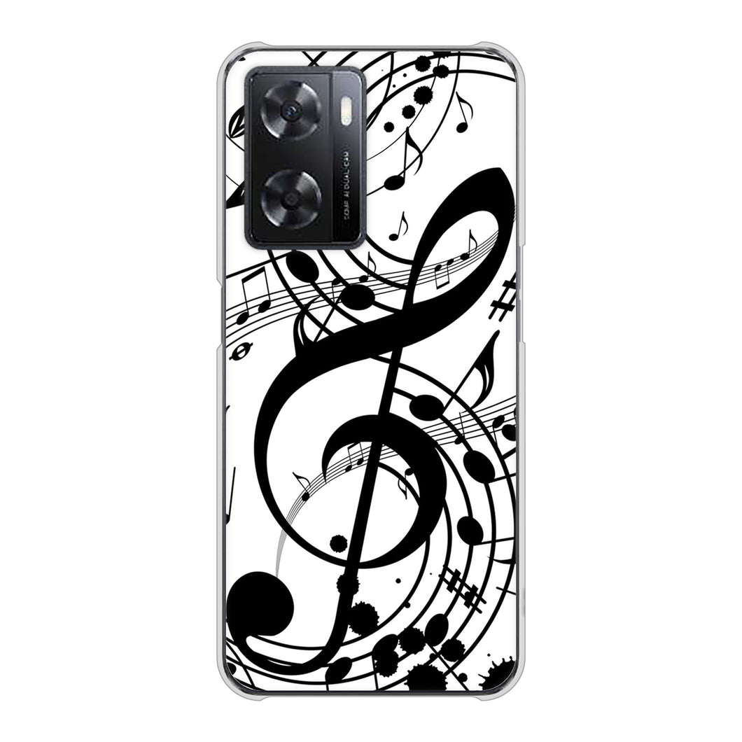 OPPO A77 高画質仕上げ 背面印刷 ハードケース【260 あふれる音符】