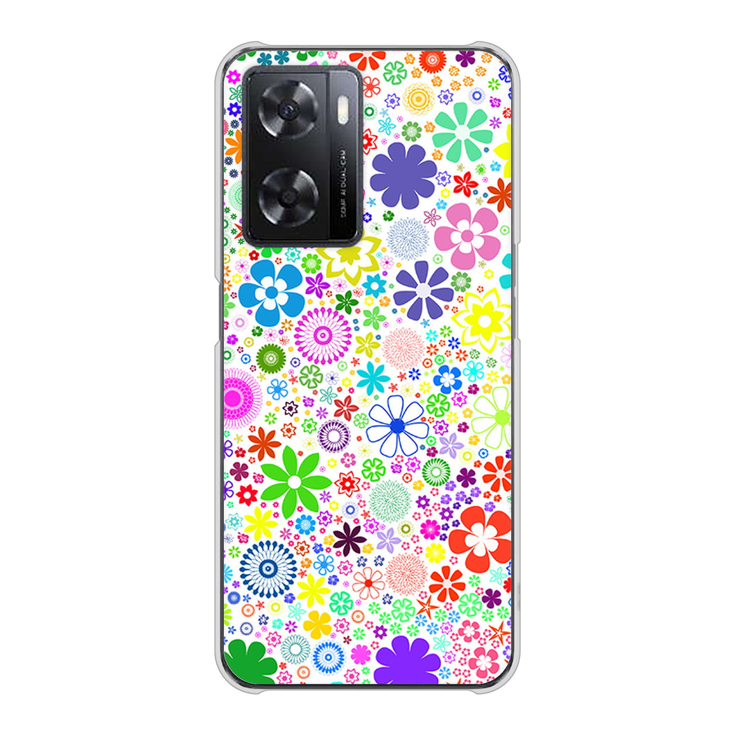 OPPO A77 高画質仕上げ 背面印刷 ハードケース【308 フラワーミックス】