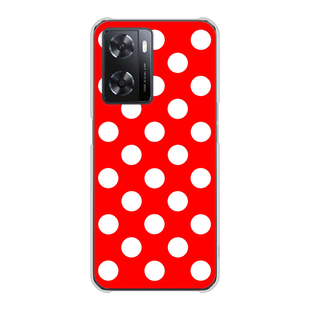 OPPO A77 高画質仕上げ 背面印刷 ハードケース【331 シンプル柄(水玉)レッドBig】
