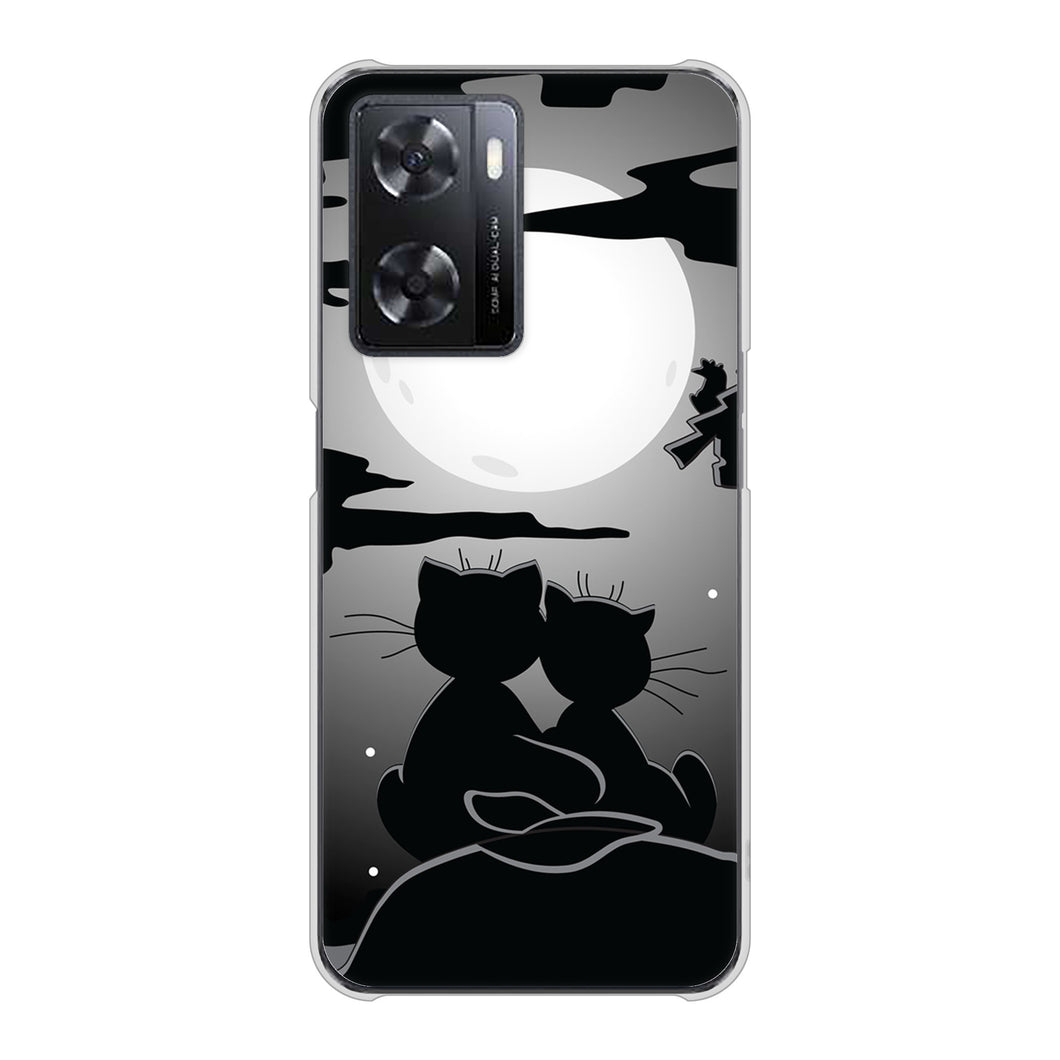 OPPO A77 高画質仕上げ 背面印刷 ハードケース【342 月夜の二人】