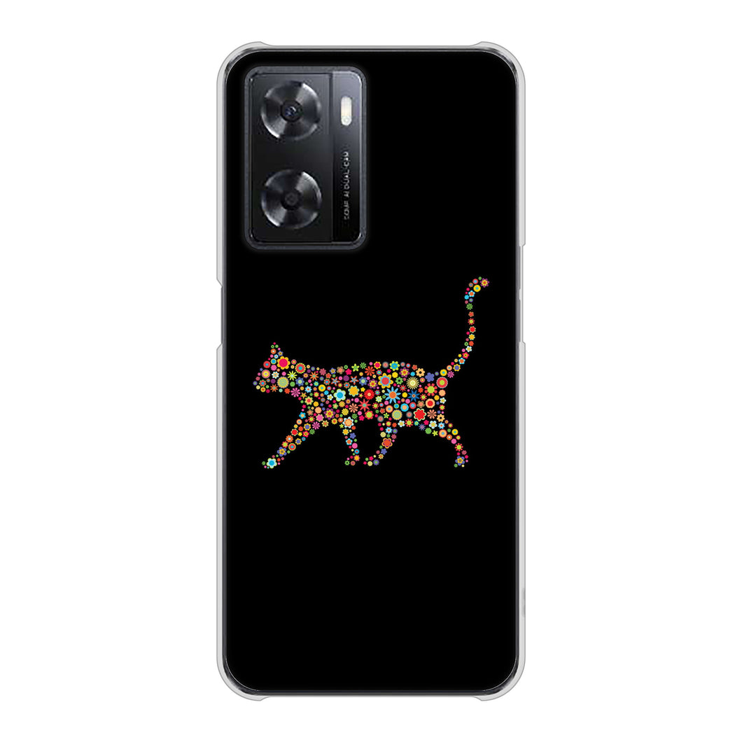OPPO A77 高画質仕上げ 背面印刷 ハードケース【406 カラフルキャット】
