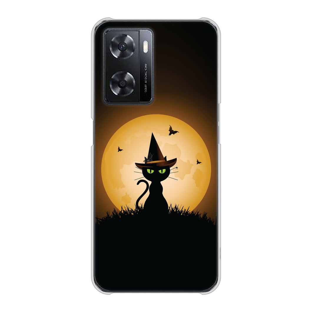 OPPO A77 高画質仕上げ 背面印刷 ハードケース【440 猫の魔法使い】