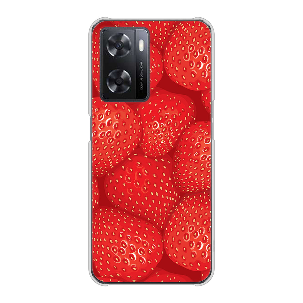 OPPO A77 高画質仕上げ 背面印刷 ハードケース【444 ストロベリーウォール】
