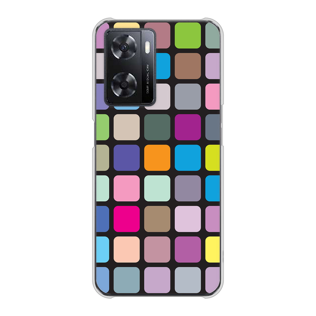 OPPO A77 高画質仕上げ 背面印刷 ハードケース【509 カラースクエア】