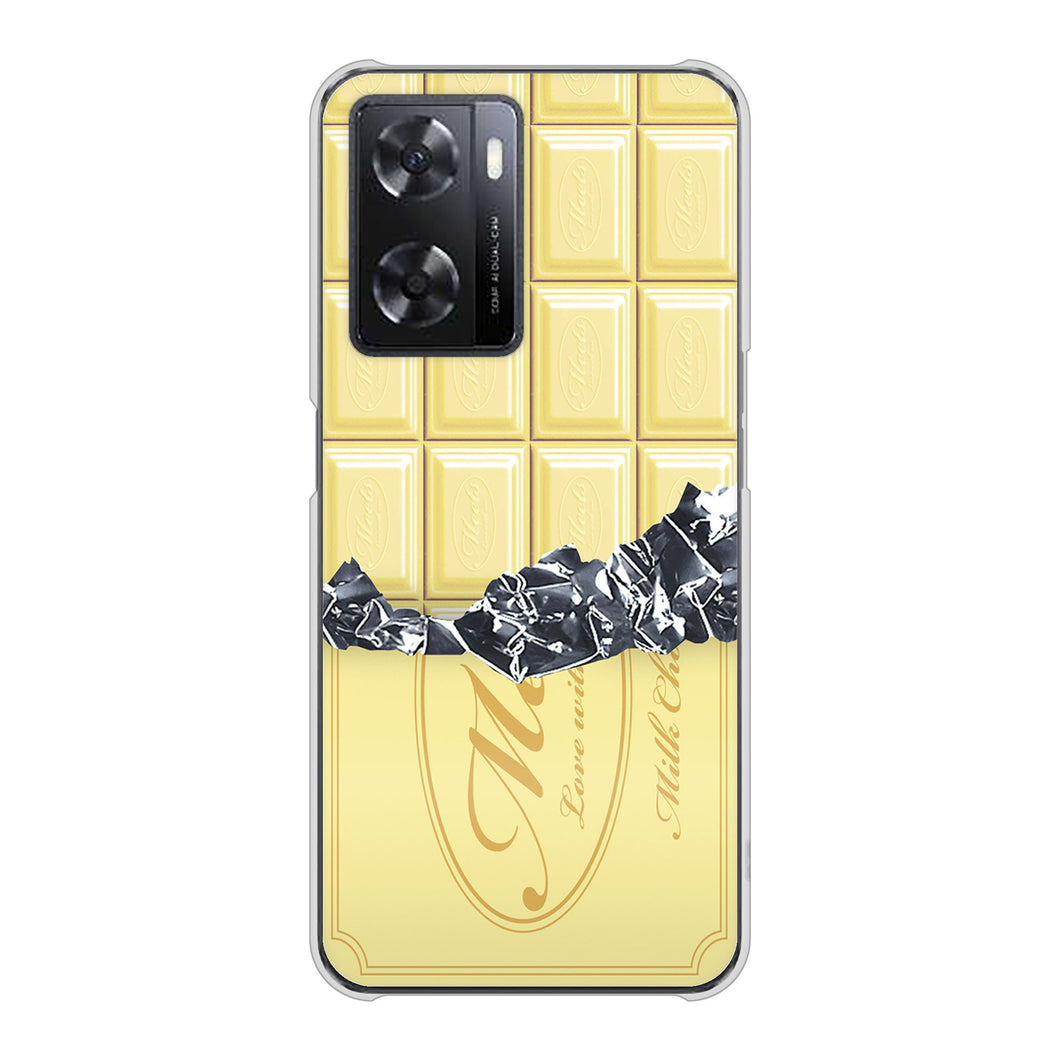 OPPO A77 高画質仕上げ 背面印刷 ハードケース【553 板チョコ?ホワイト】
