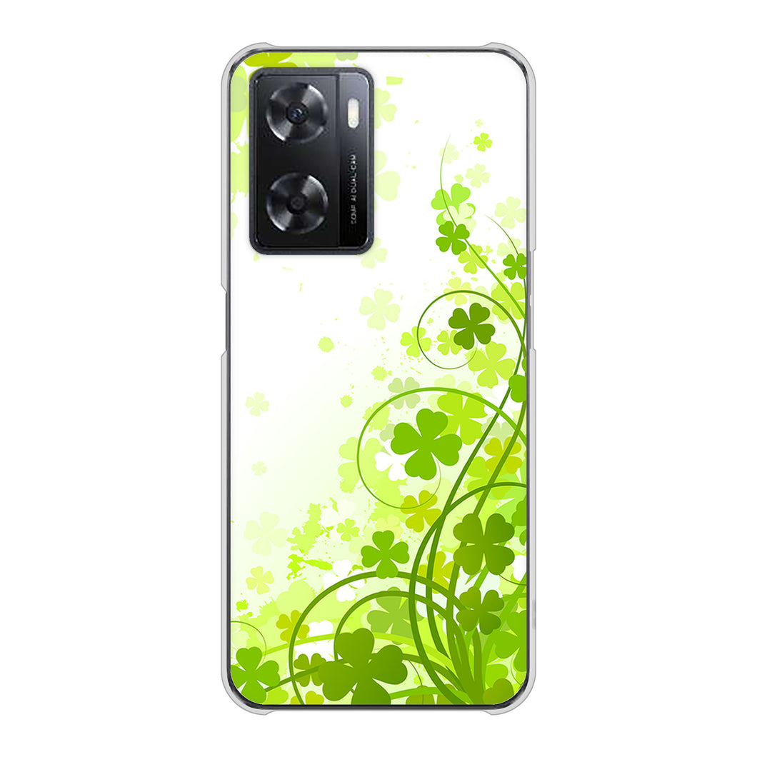 OPPO A77 高画質仕上げ 背面印刷 ハードケース【565 四葉のクローバー】